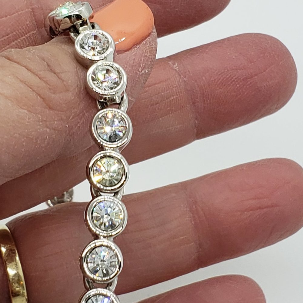 Swarovski Tennis Bracelet, White, Rhodium Plated